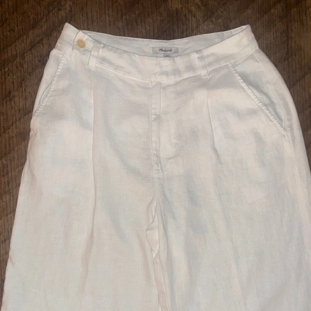 Madewell size 8 NWT NEW White Wide-Leg Linen Pants - Picture 4 of 12